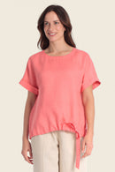 Linen Bow T-Shirt - Orange Coral
