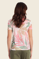 Tropical Flavours Print T-Shirt - Soft Leaves Print