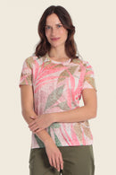 Tropical Flavours Print T-Shirt - Soft Leaves Print