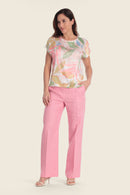 Tropical Flavours Front Print Tee - Soft Leaves Print