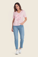 Summer Vibes Front Print T-Shirt - Pink Orchid