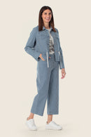 Coral Lagoon Denim Stripe Trouser - Blue Denim