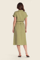 Tropical Flavours Shirt Dress - Green Olive
