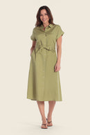 Tropical Flavours Shirt Dress - Green Olive