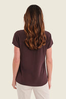 Smoke Orchid V Neck Blouse - Chocolate Plum