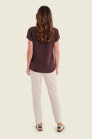 Smoke Orchid V Neck Blouse - Chocolate Plum