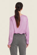 Moonlight Haze Pleat Blouse - Mauve Smoky Grape