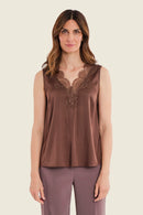 Muted Garden Lace Blouse - Brown Coffee Quartz