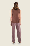 Muted Garden Lace Blouse - Brown Coffee Quartz