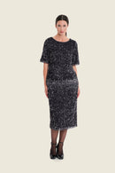 Silver Dusk Sequins Blouse - Black Oyster