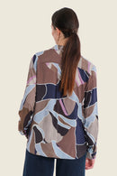Moonlight Haze Print Blouse - Brown All Over Print