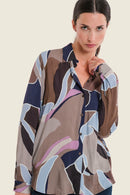 Moonlight Haze Print Blouse - Brown All Over Print