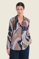 Moonlight Haze Print Blouse - Brown All Over Print