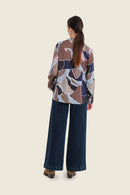 Moonlight Haze Print Blouse - Brown All Over Print