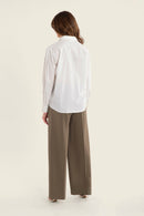 Smoke Orchid Fold Blouse - White