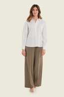 Smoke Orchid Fold Blouse - White