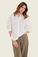 Smoke Orchid Fold Blouse - White