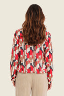 Sepia Blush Print Blouse - Beige All Over Print