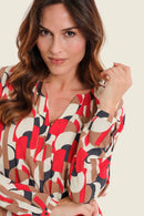 Sepia Blush Print Blouse - Beige All Over Print