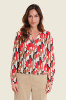 Sepia Blush Print Blouse - Beige All Over Print