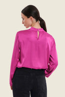 Sepia Blush Gathering Blouse - Fuchsia Festival