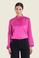 Sepia Blush Gathering Blouse - Fuchsia Festival