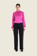 Sepia Blush Gathering Blouse - Fuchsia Festival