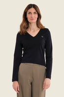 Muted Garden V Neck T-Shirt - Black