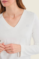 Muted Garden V Neck T-Shirt - White/off White