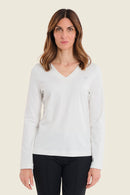 Muted Garden V Neck T-Shirt - White/off White