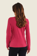 Muted Garden V Neck T-Shirt - Red Rumba