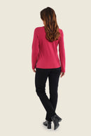 Muted Garden V Neck T-Shirt - Red Rumba