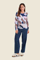 Moonlight Haze Print T-Shirt - Brown All Over Print