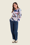 Moonlight Haze Print T-Shirt - Brown All Over Print