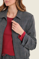Moonlight Haze Check Jacket - Grey Black Check