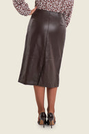 Moonlight Haze Faux Leather Skirt - Brown Coffee Bean