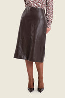 Moonlight Haze Faux Leather Skirt - Brown Coffee Bean