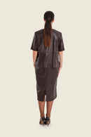 Moonlight Haze Faux Leather Skirt - Brown Coffee Bean