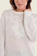 Muted Garden Embroidery Jumper - Off White