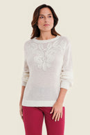 Muted Garden Embroidery Jumper - Off White