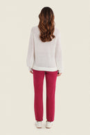 Muted Garden Embroidery Jumper - Off White
