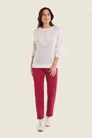 Muted Garden Embroidery Jumper - Off White
