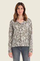 Muted Garden V-Neck Jumper - Green All Over Print