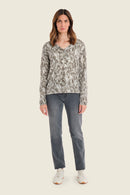 Muted Garden V-Neck Jumper - Green All Over Print