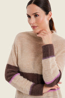Moonlight Haze Stripe Jumper - Brown Coffee Quartz