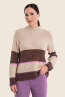 Moonlight Haze Stripe Jumper - Brown Coffee Quartz