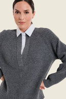 Sepia Blush Jumper - Grey Pinstripe