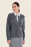 Sepia Blush Jumper - Grey Pinstripe