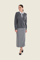 Sepia Blush Jumper - Grey Pinstripe