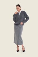 Sepia Blush Jumper - Grey Pinstripe